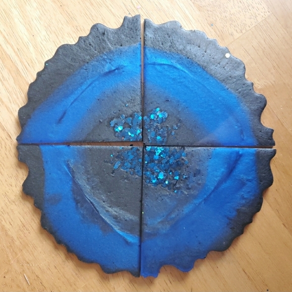 Handmade Thin Blue Line 4 piece Coaster Set - Picture 2 of 2